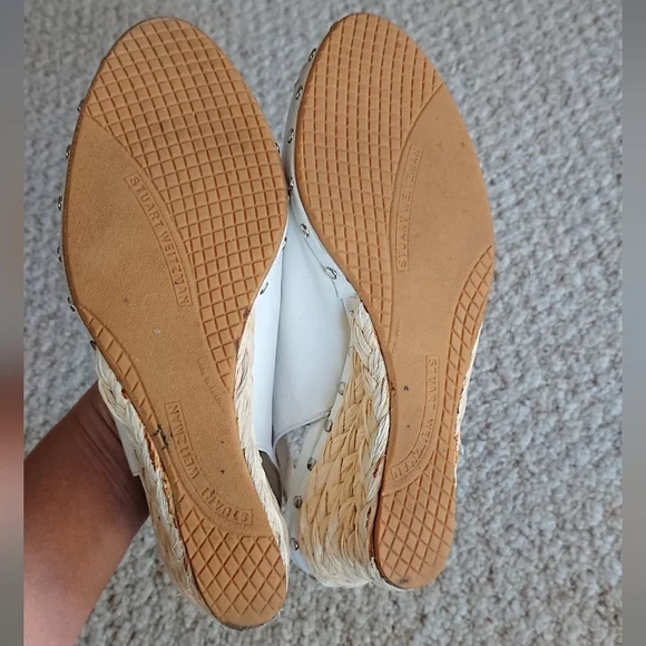 Stuart Weitzman white leather peep toe wedges size 6.5N - Picture 13 of 14